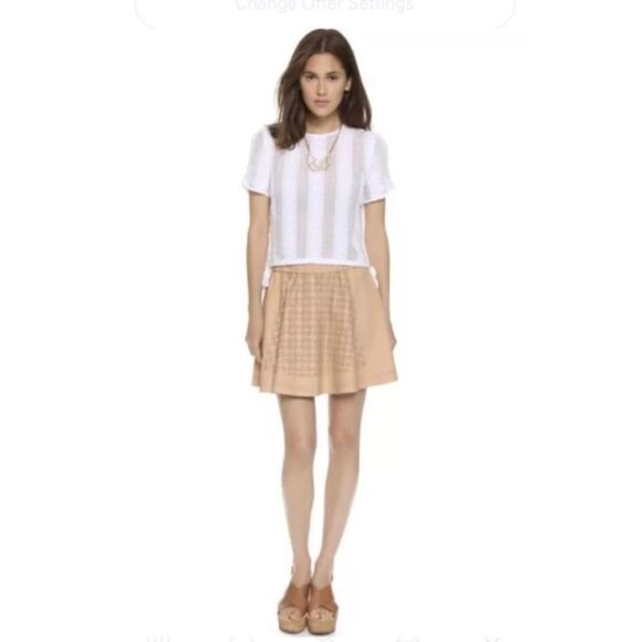 Club Monaco Tan Faux Leather Lazer cut Skirt 8 - Picture 14 of 14